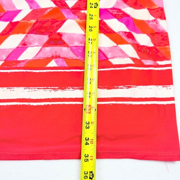 Vince Camuto Women's 3/4 Sleeve Zip Back Lined Geometric Print Red Dress Size 4 - Picture 11 of 11